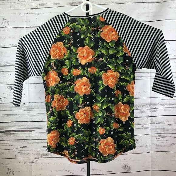 LuLaRoe Randy Plus Size 2X Orange Tan Green Roses - Picture 12 of 15